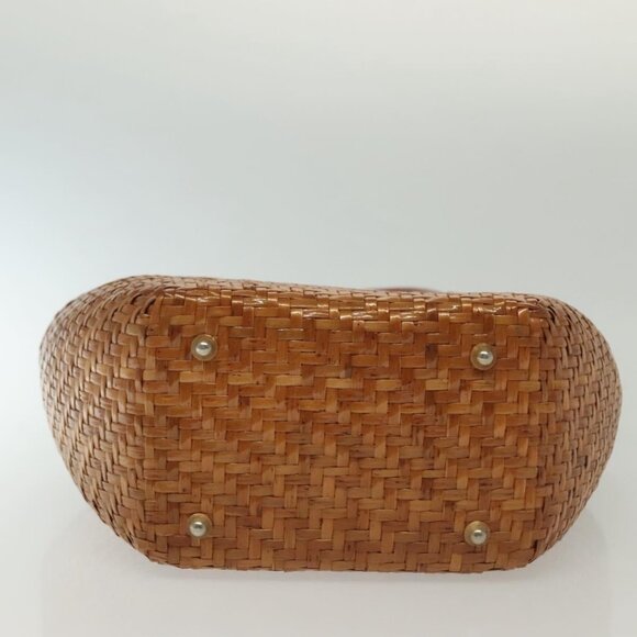 Salvatore Ferragamo Straw Bag Hand Bag Raffia Brown Gold Auth - Picture 11 of 15